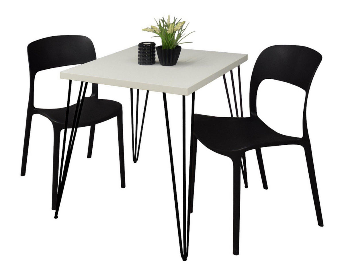 BARTISCH Eirena 70x70x75 schwarz matt/weiß matt lack - Weiß, Metall (70/70/75cm) - 58aufmkessel