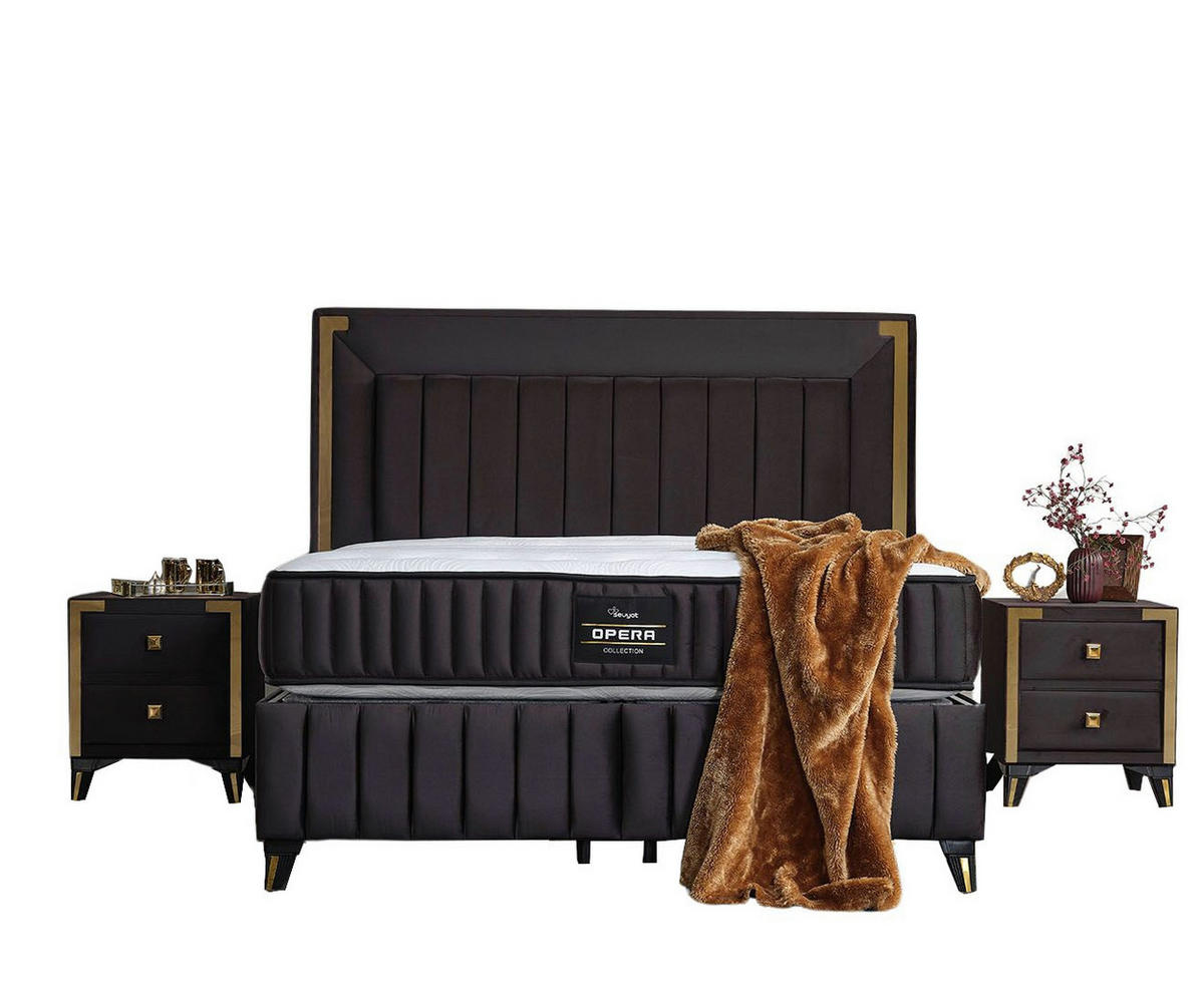 POLSTERBETT-SET Opera 150x200 Schwarz - Bett inkl. Matratze - Schwarz, Metall (150/200cm) - Villa Möbel