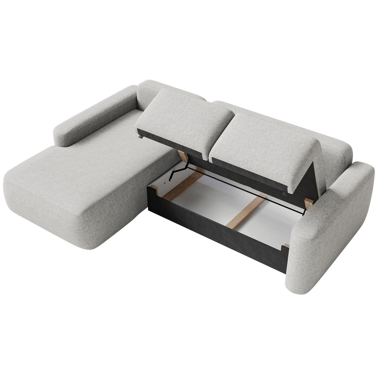 ECKSOFA Carnos Mini Graubeige Chenille - Taupe/Schwarz, Kunststoff/Textil (238/164cm) - Selsey