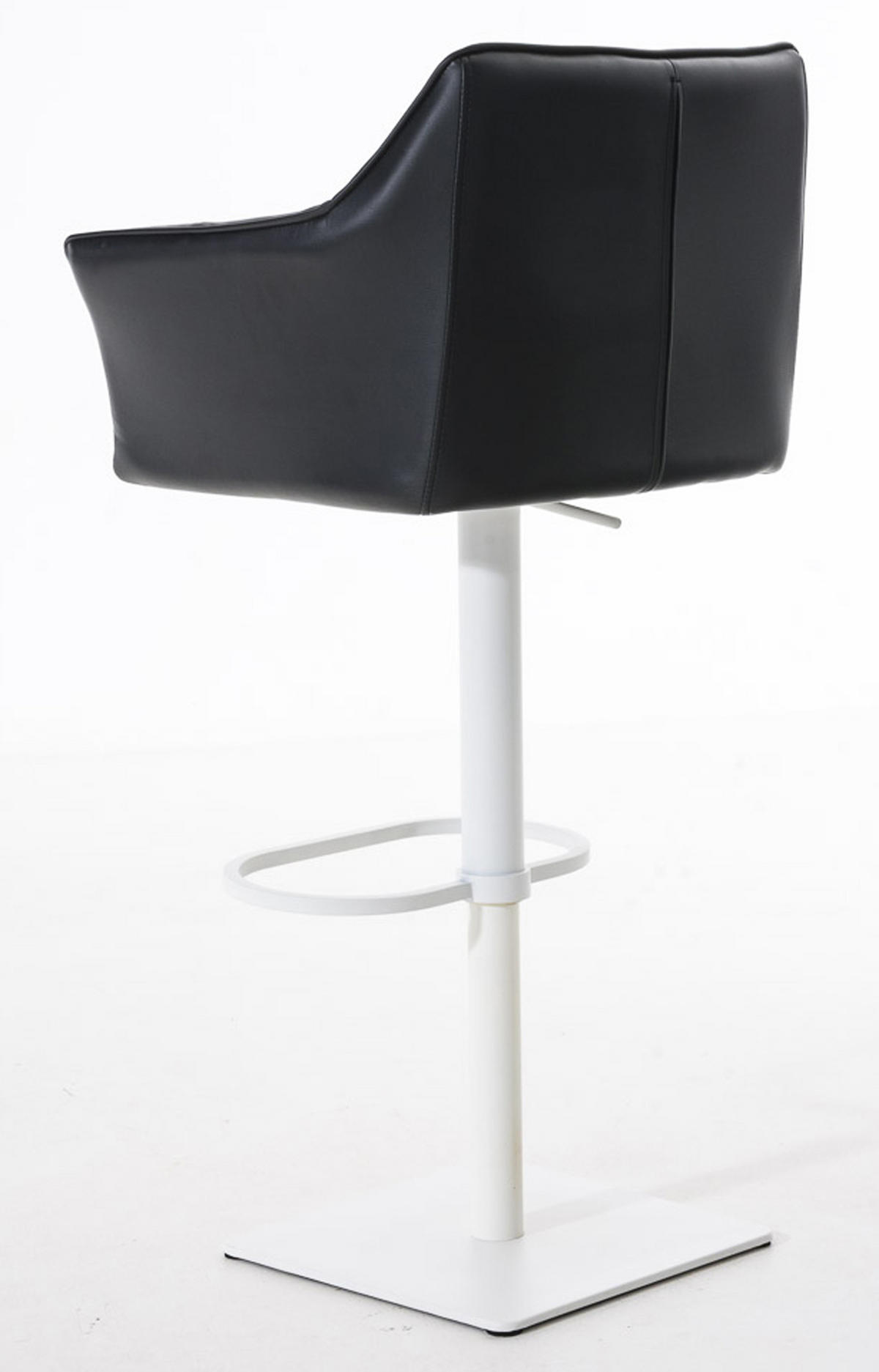 BARHOCKER 2er Set Damaskus Kunstleder weiß schwarz - Schwarz/Weiß, Textil/Metall (64/110/48cm) - TPFLiving