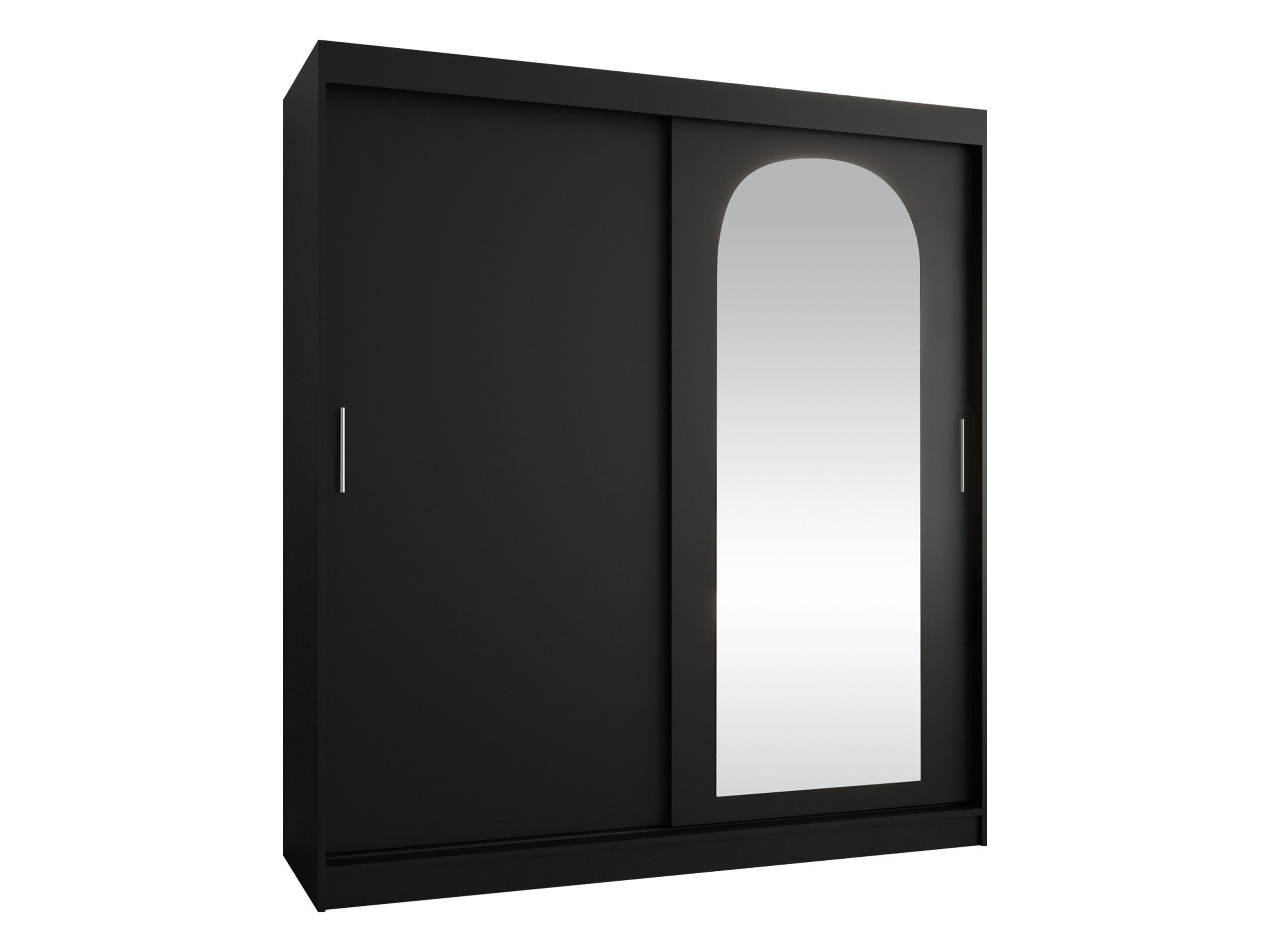 SCHWEBETÜRENSCHRANK Selfie 180 cm - Silberfarben/Schwarz, Holzwerkstoff/Kunststoff (180/200/62cm) - MIRJAN24