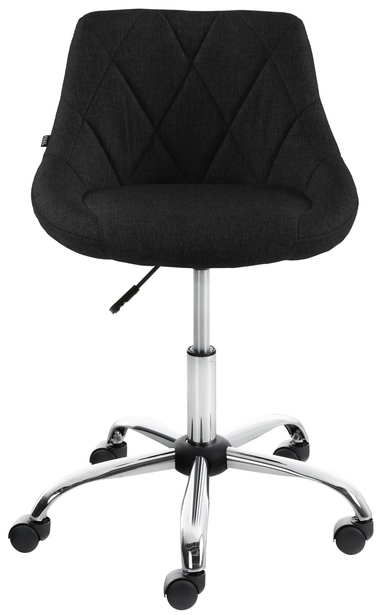 HOCKER Stoff schwarz - Chromfarben/Schwarz, Textil/Metall (49/47/71cm) - CLP