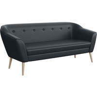 SOFA Doris (3-Sitzer) - Dunkelgrau/Buchefarben, Holzwerkstoff/Buchenholz (180/75/74cm) - Meblini