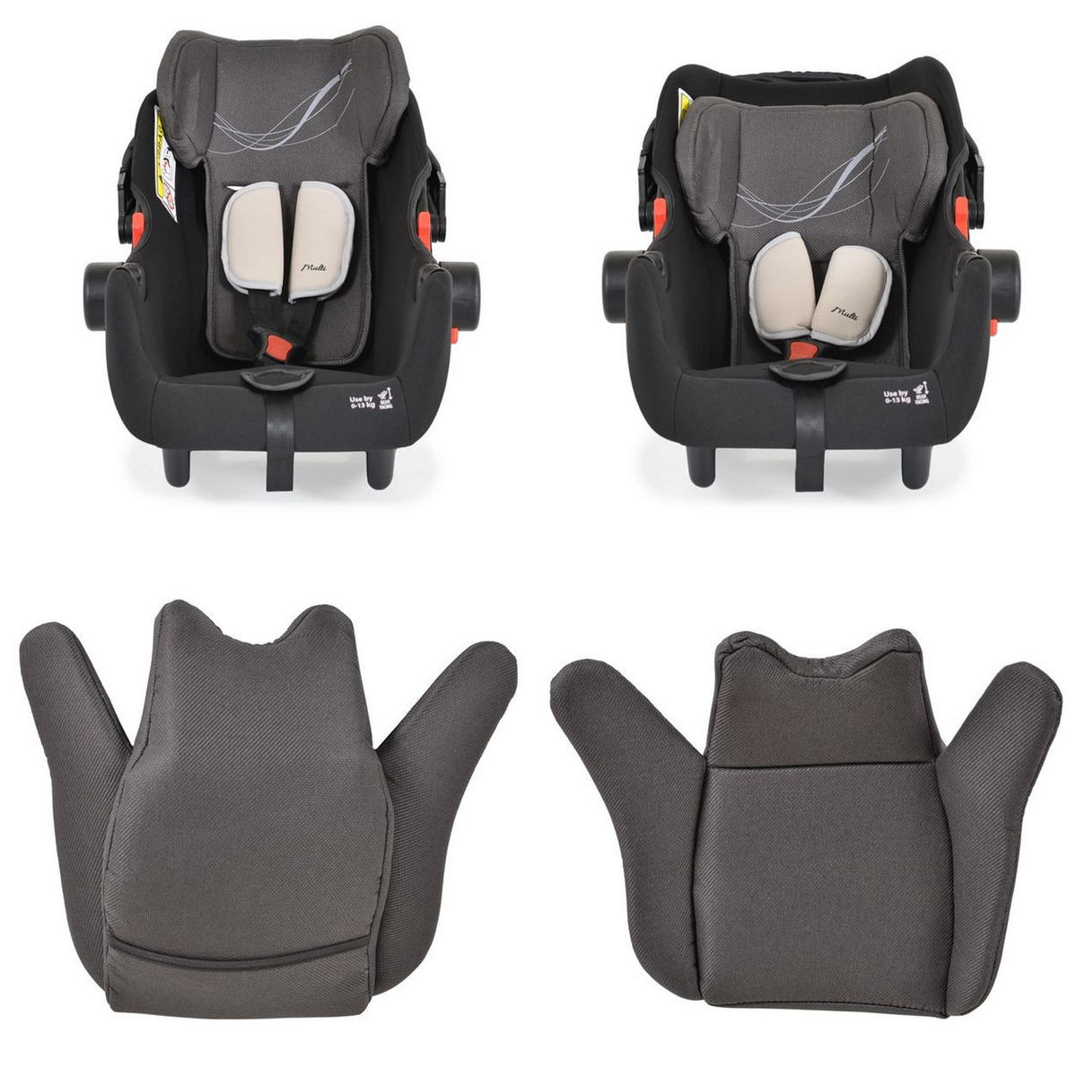 BABYSCHALE i-Size Multi (40 - 87cm) schwarz Gruppe 0+ Fußabdeckung Kopfstütze Gurt - Schwarz, Kunststoff (33/73/42cm) - Moni