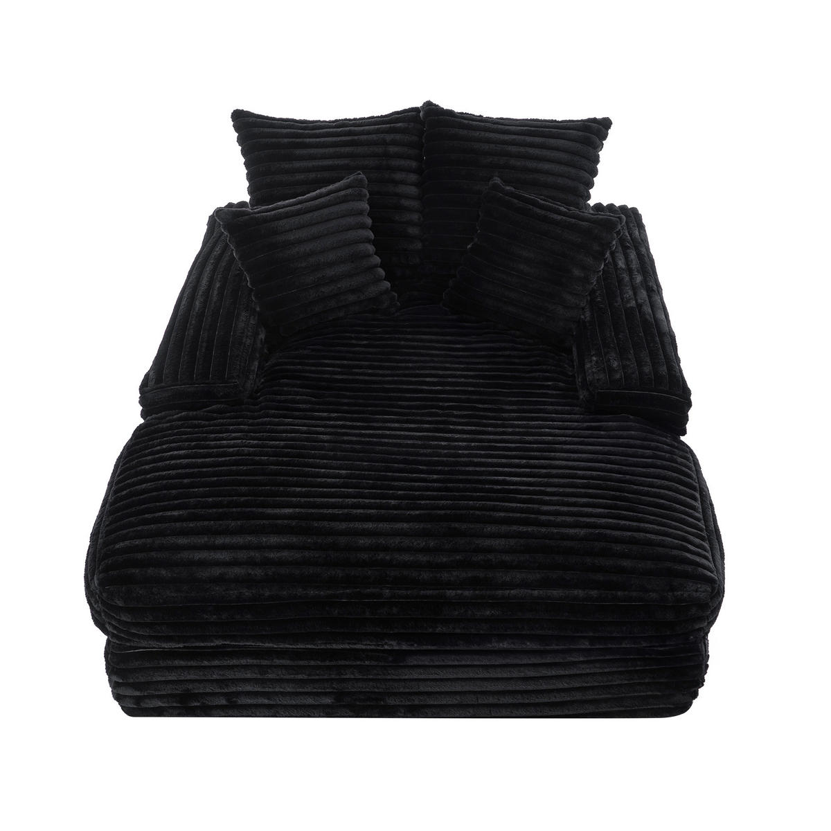SOFA Cord Schwarz mit 4 Kissen - Schwarz, Textil (175/63/135cm) - WISHDOR