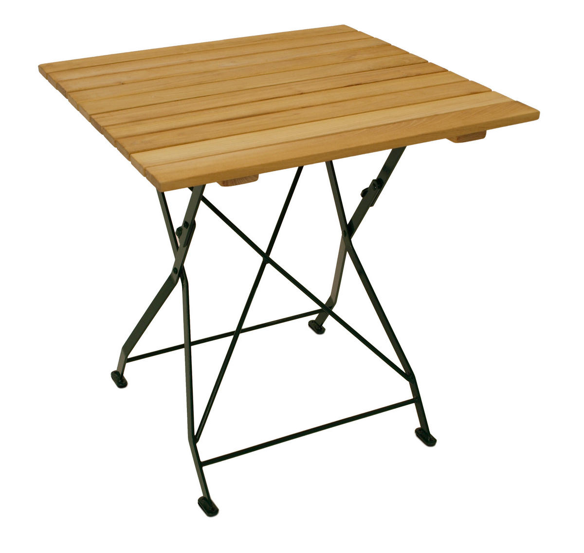 KLAPPTISCH Bad Belzig aus Robinienholz 70x70 cm, Stahlgestell Grün - Braun, Holz (70/70/72cm) - TPFGarden