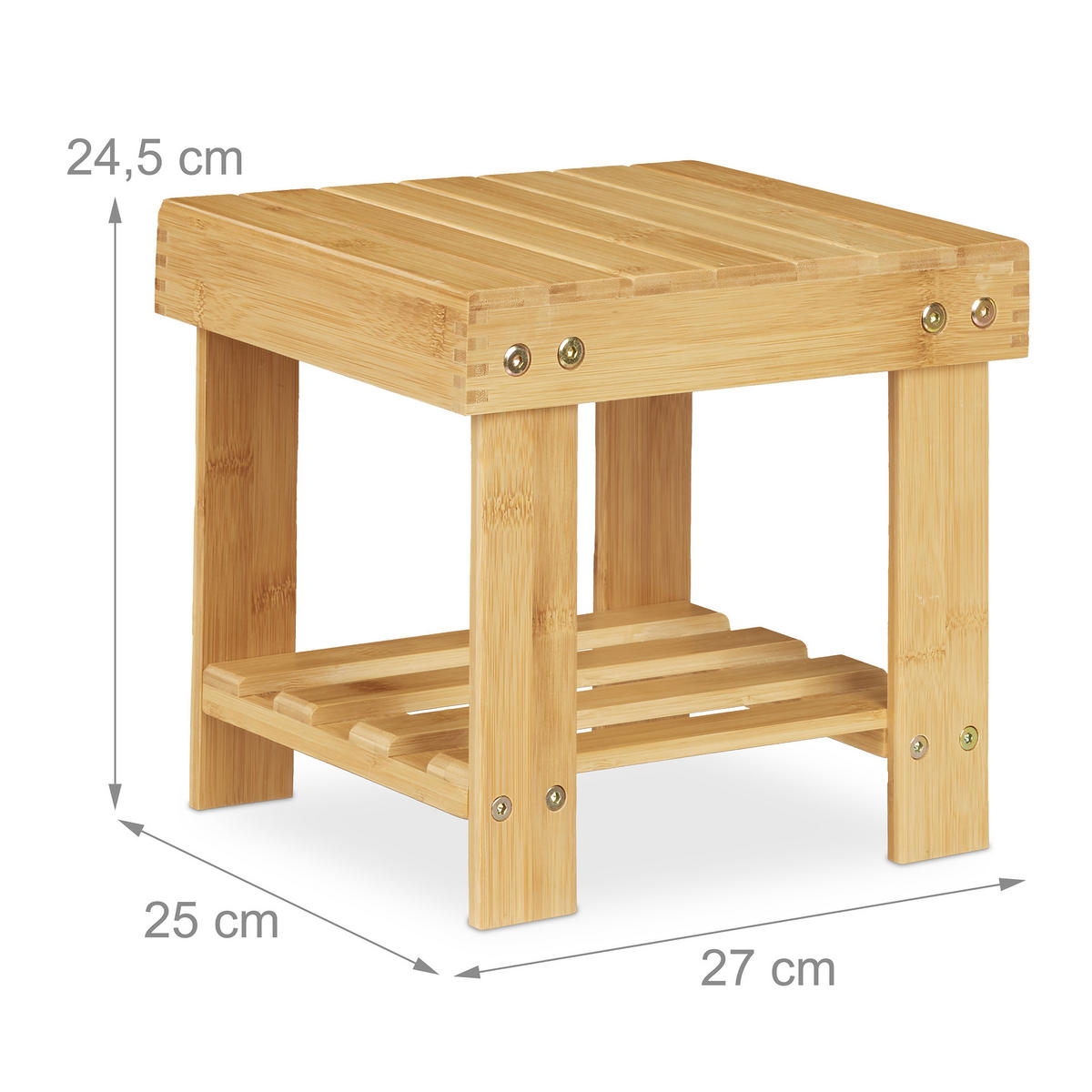 FUSSBANK - Hellbraun, Holz (25/24.5/27cm) - Relaxdays