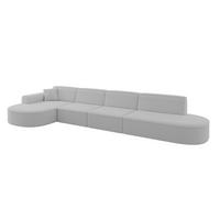 ECKSOFA Ottomane Links MARI-L3 - 413x171x79 cm Hellgrau Bouclé - Hellgrau/Schwarz, Holzwerkstoff/Kunststoff (165/406cm) - ALTDECOR