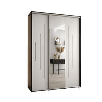 SCHWEBETÜRENSCHRANK 235,2/180/60 3-türig - Silberfarben/Schwarz, Holz/Metall (180/235/60cm) - Abiks Möbel