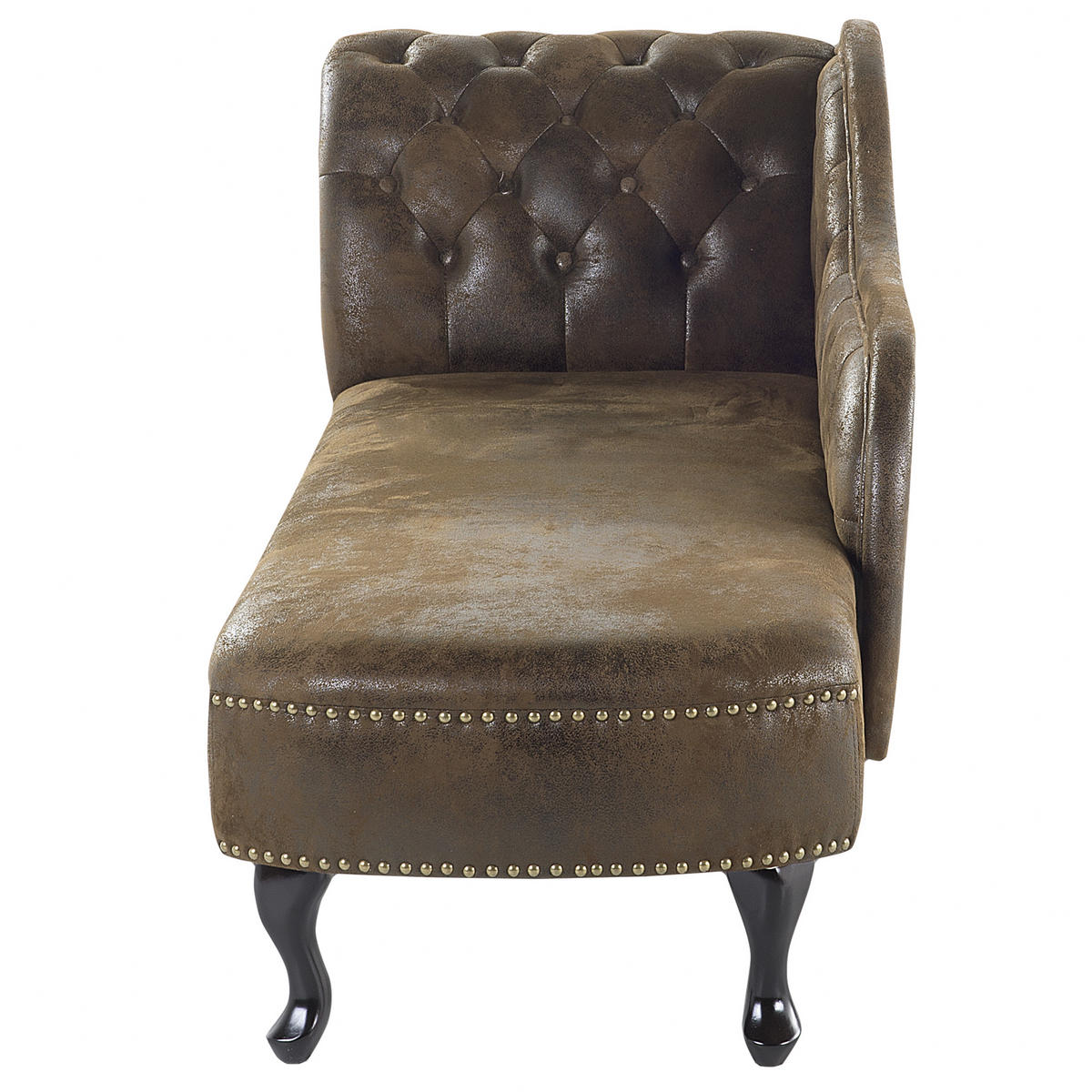 ČALOUNĚNÉ LEHÁTKO CHAISE LONGUE Umělá semiš hnědé levostranné Nimes - tmavě hnědá/černá, plast (169/79/65cm) - Beliani