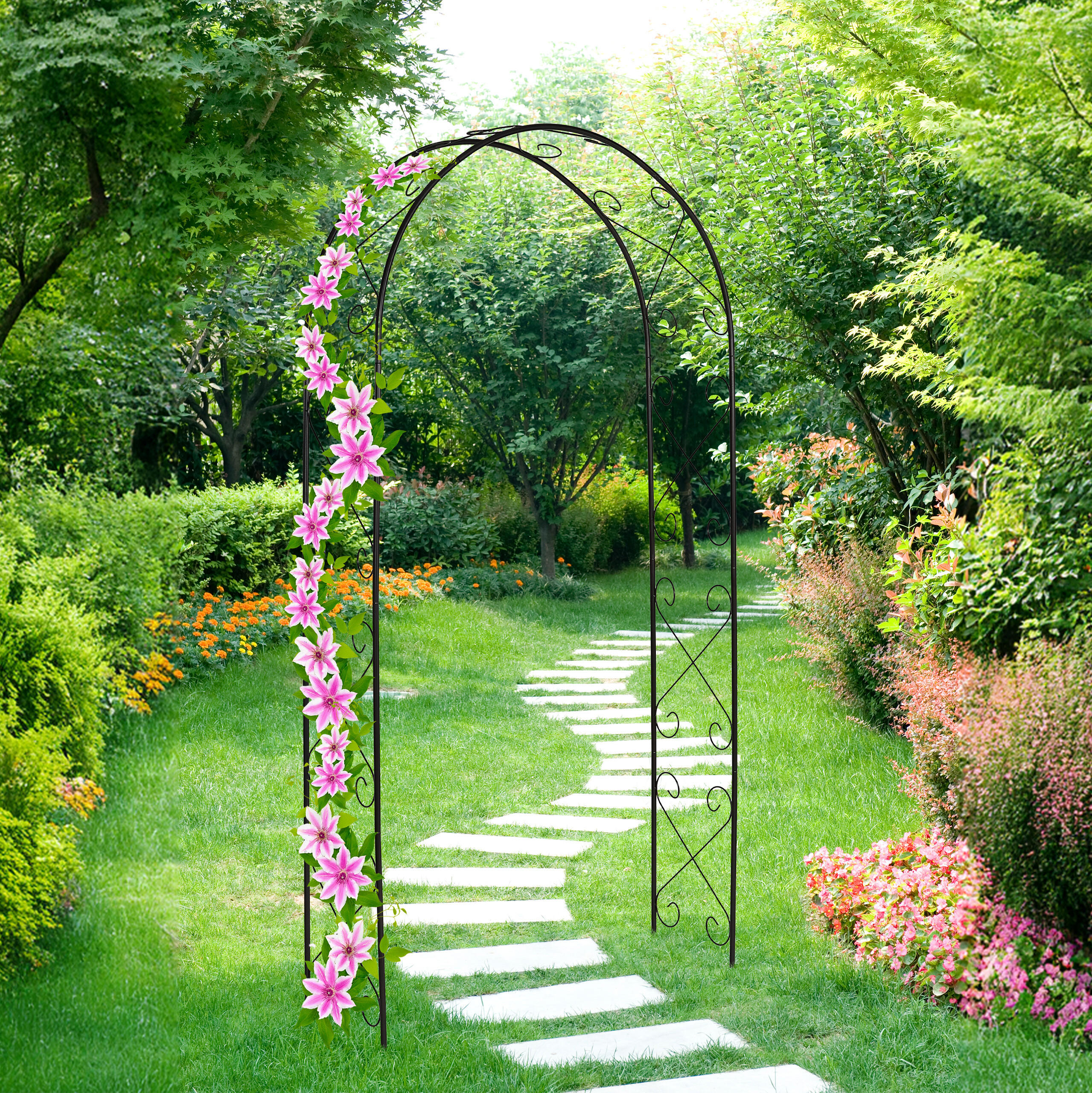 ROSENBOGEN - Schwarz, Metall (120/230/30cm) - Relaxdays