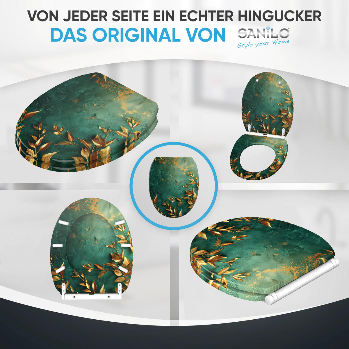 WC-SITZ mit Absenkautomatik & Top Fix Greego - Grün, Holzwerkstoff (37.7/5.5/48cm) - Sanilo