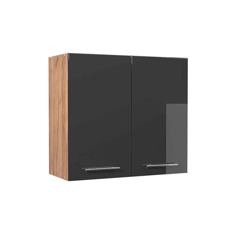 HÄNGESCHRANK Fame-Line, Anthrazit Hochglanz/Goldkraft Eiche, 80 cm - Honigeiche/Schwarz Hochglanz, Holzwerkstoff (80/72/34.1cm) - Vicco