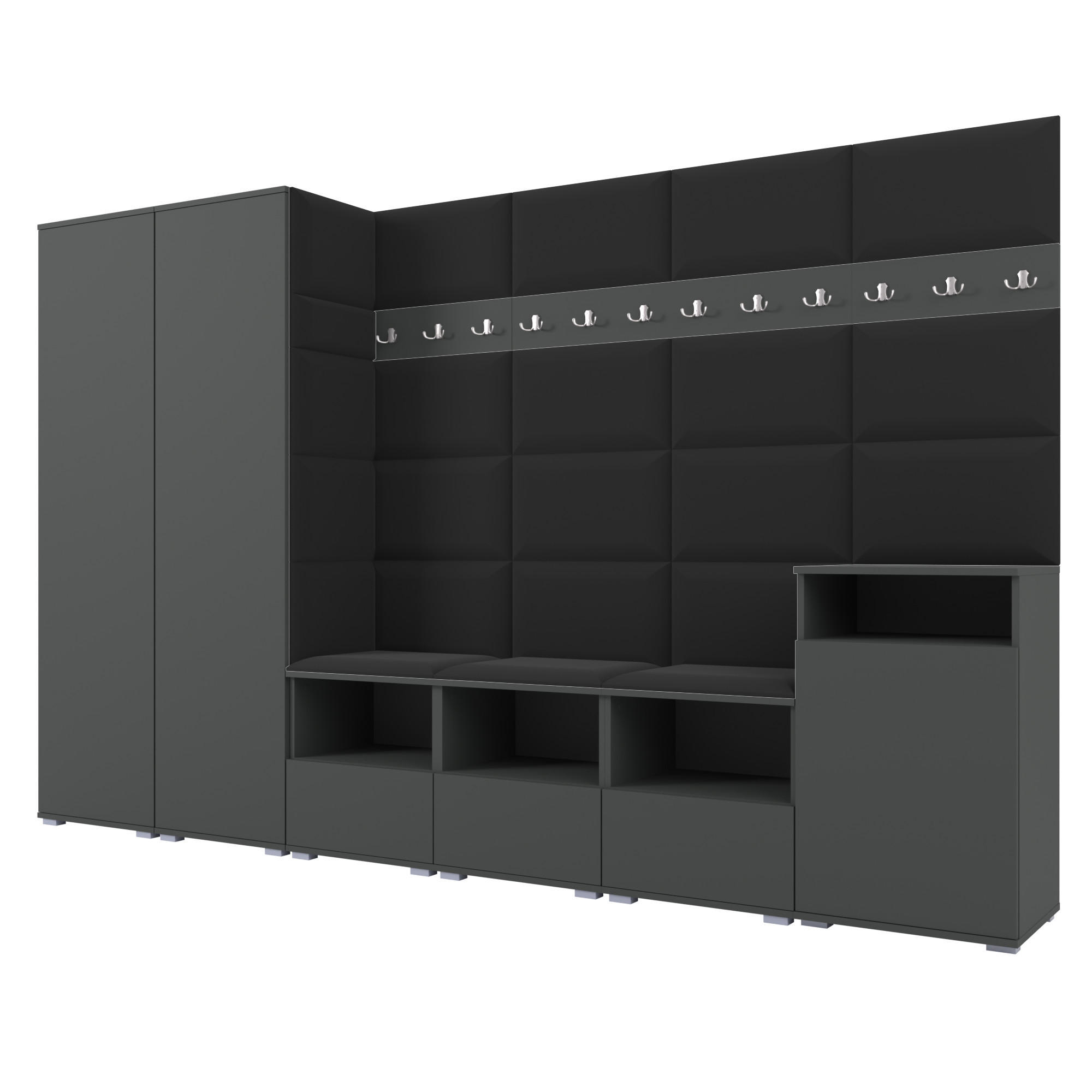 Ravio Garderobe Graphit, Schwarz 300x187x40 cm