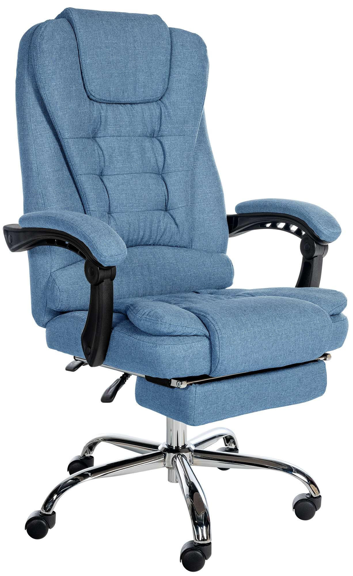 CHEFSESSEL Stoff blau - Chromfarben/Blau, Textil/Metall (67/115/68cm) - CLP