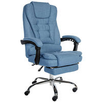 CHEFSESSEL Stoff blau - Chromfarben/Blau, Textil/Metall (67/115/68cm) - CLP