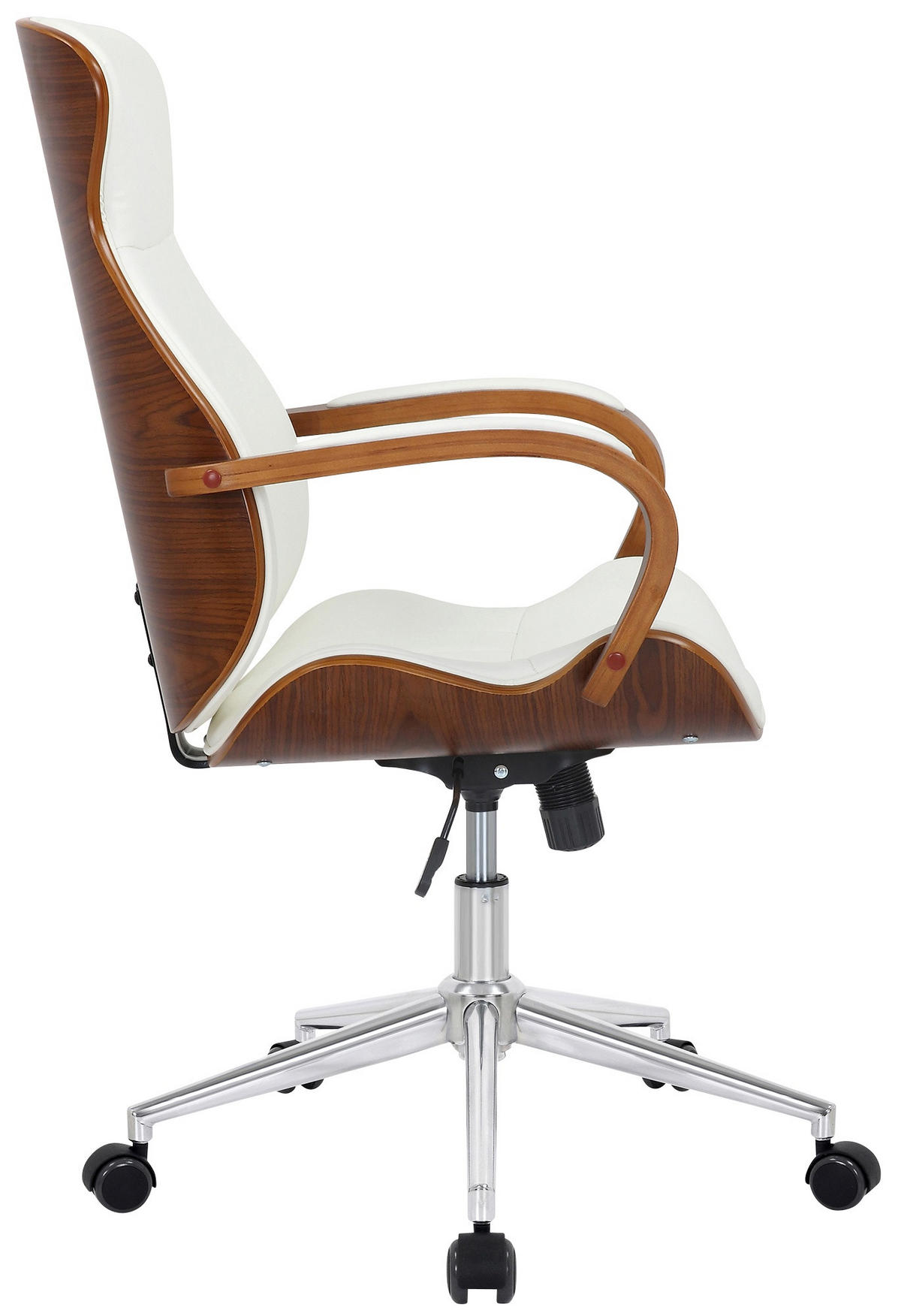 DREHSTUHL Lederlook Walnuss/Weiß - Chromfarben/Walnussfarben, Textil/Metall (63/100/68cm) - CLP
