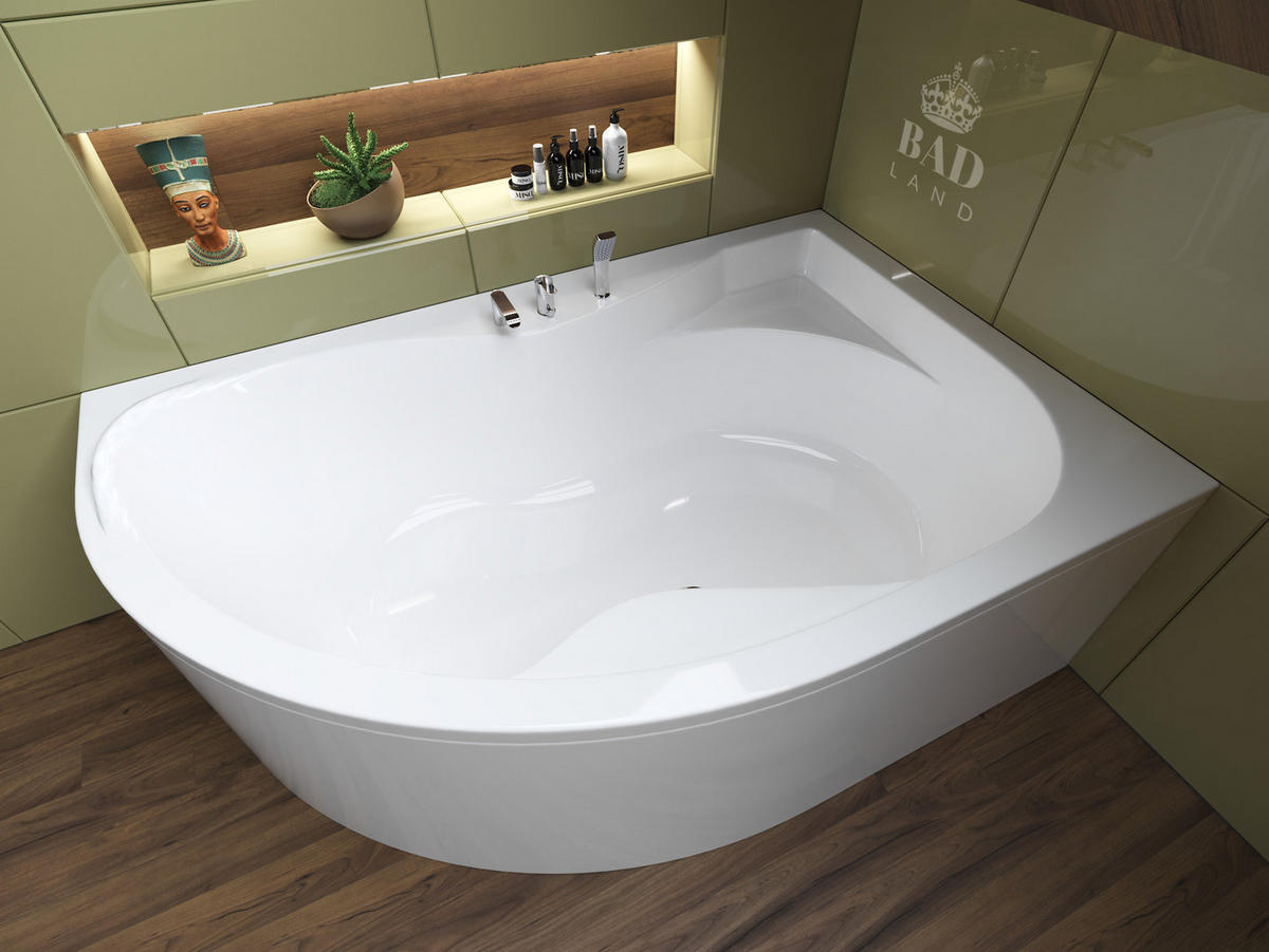 BADEWANNE Eckwanne DORA 170/110 Rechts Ablauf & Füße - Weiß, Kunststoff (110/59.5/170cm) - bad land