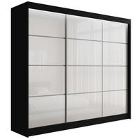 KLEIDERSCHRANK PEKA III mit LED - 250 cm - Schwarz|Weiß - Schwarz/Weiß, Holzwerkstoff (250/215/61cm) - ALTDECOR