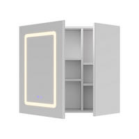 SPIEGELSCHRANK 70/60/13.5 cm, zweitürig, verstellbare Regalböden, Anti-Beschlag, Weiß - Weiß, Glas (70/60/13.5cm) - BRILVERDE