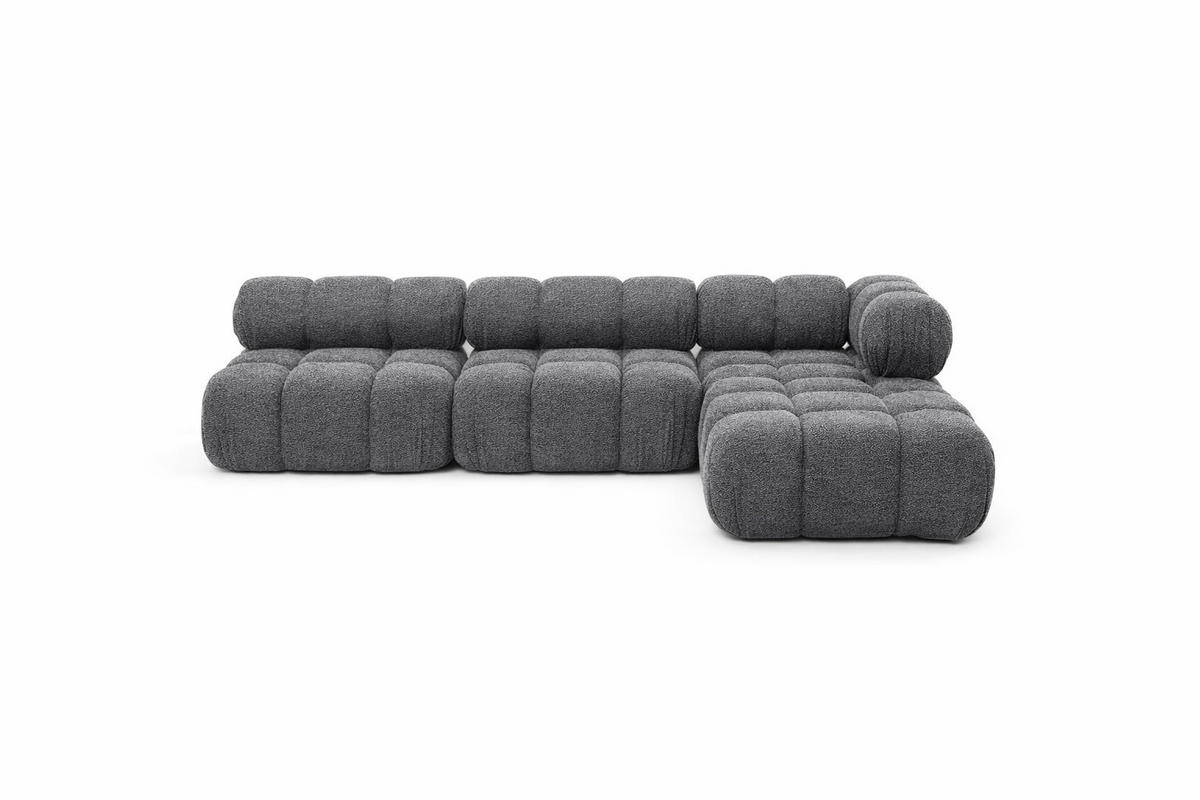 ECKSOFA L-Form Modulare, Bouclé-Stoff Abriamo, Dunkelgrau, Rechts, Selia - Dunkelgrau, Holz (285/160cm) - Kaiser Möbel