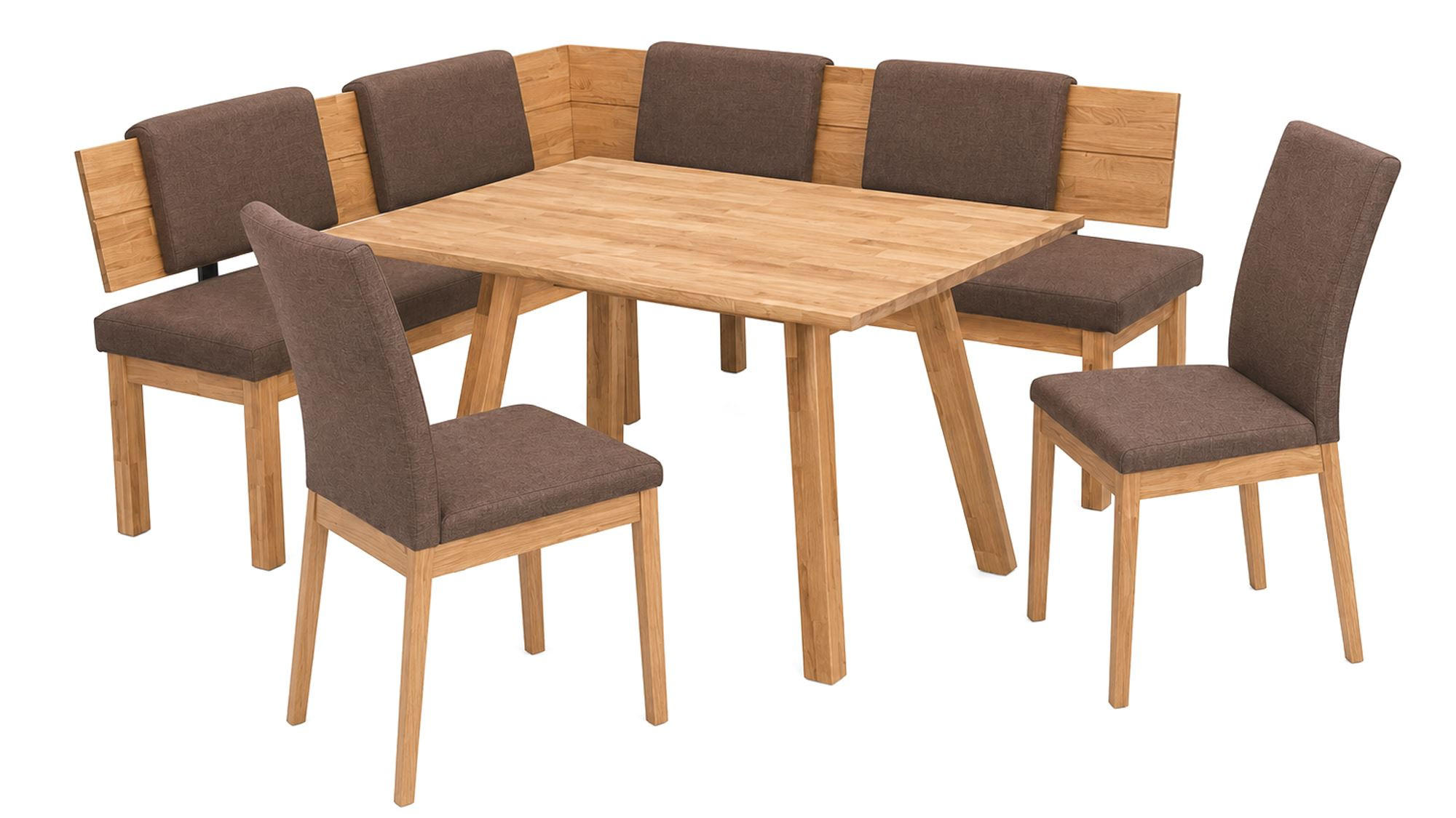 ECKBANKGRUPPE Modern Danny 4 für 7 Personen Massivholz Wildeiche/Braun - Wildeiche/Braun, Holz (155/85/194cm) - 58aufmkessel