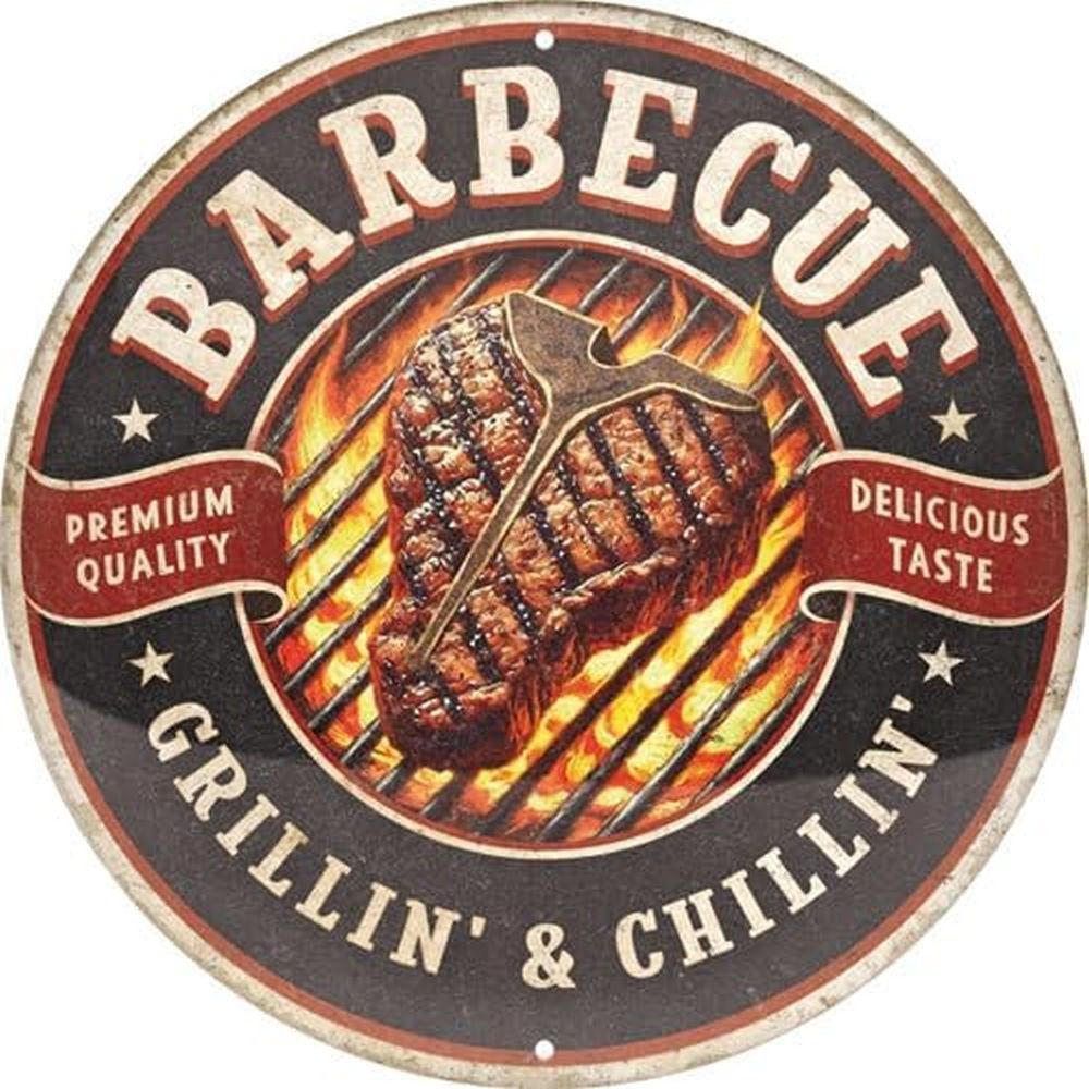 BLECHSCHILD 35 cm Rund Barbecue Grillin' & Chillin' - Multicolor, Metall (35/35/0.2cm) - Nostalgic-Art