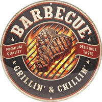 BLECHSCHILD 35 cm Rund Barbecue Grillin' & Chillin' - Multicolor, Metall (35/35/0.2cm) - Nostalgic-Art