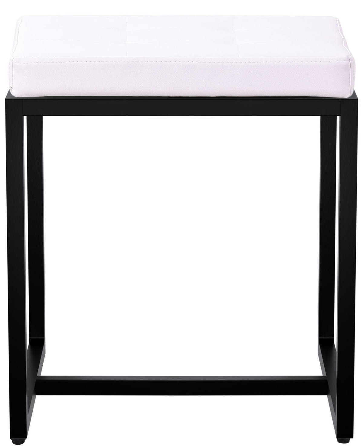 SITZWÜRFEL eckig 40/40/48 cm Lederlook weiß - Schwarz/Weiß, Textil/Metall (40/48/40cm) - CLP