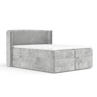 BOXBETT Skyline Hellgrau 200/200 cm mit Matratze und Topper - Schwarz/Grau, Holz/Holzwerkstoff (200/200cm) - Maison de Reve