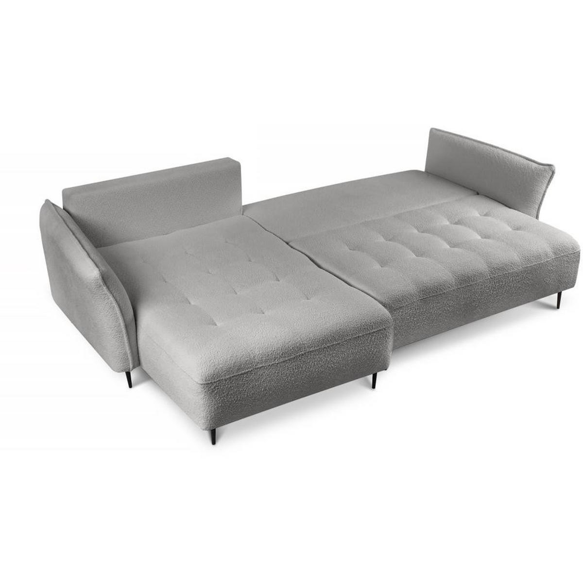 ECKSCHLAFSOFA Bari links grau - Schwarz/Grau, Textil (276/158cm) - Beautysofa