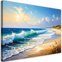 LEINWANDBILD Strand Meer Wellen Landschaft 120x80cm - Blau, Textil (120/80cm) - Feeby