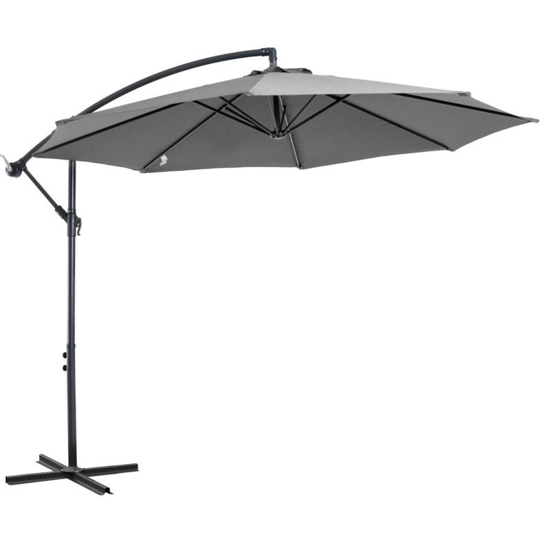 AMPELSCHIRM aus Polyester & Metall 295x295x245 cm in Grau mit Handkurbel - Grau, Metall (295/295cm) - Modfu