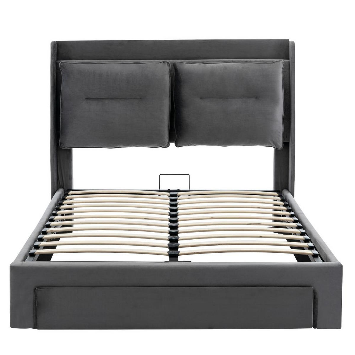 POLSTERBETT 140/200 cm in Dunkelgrau mit LED-Lichtleisten - Grau, Holz/Textil (140/200cm) - KOMHTOM