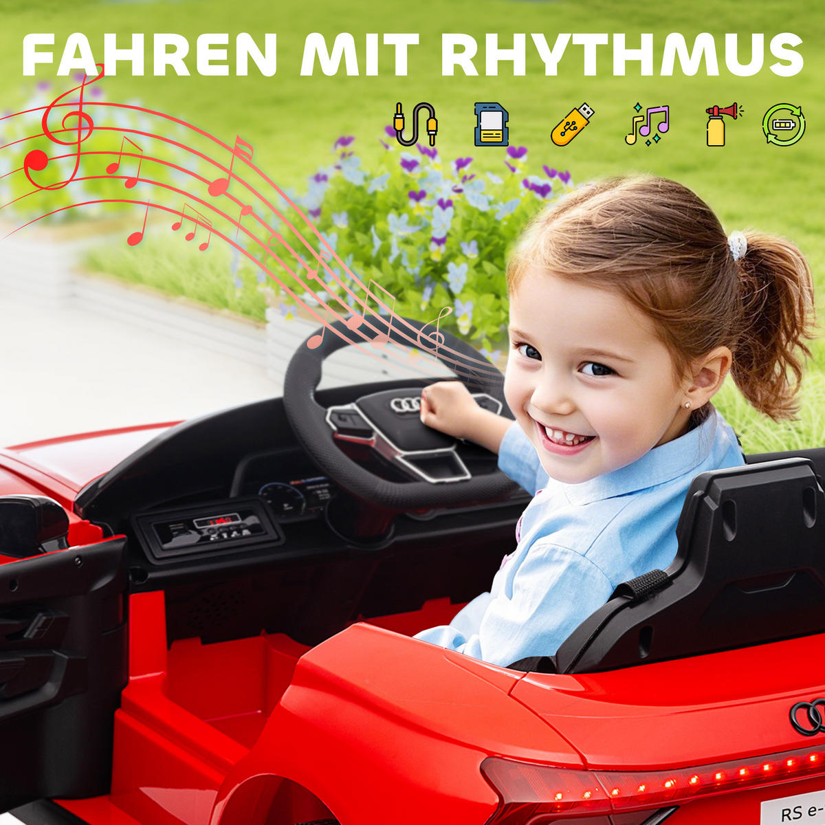 KINDER Elektroauto, Kinderauto mit 2,4G Ferbedienung, Kinderfahrzeug, Rot - Rot, Metall (103/58/41cm) - HOMCOM