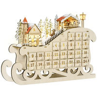 ADVENTSKALENDER zum Befüllen, 24 Schubladen Fächer, mit LED-Lichtern, Naturholz - Naturfarben, Holz (10/31/45cm) - HOMCOM