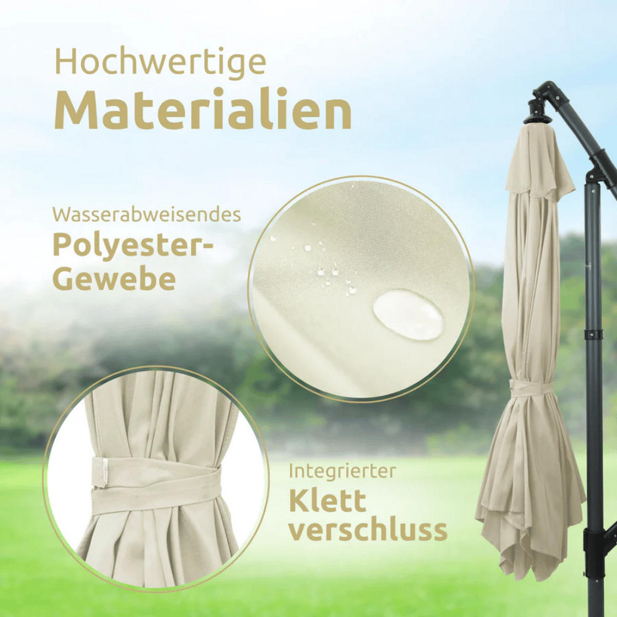 AMPELSCHIRM 270cm Wetterfest EMCO Sonnenschirm Creme - Creme, Kunststoff (270/270cm) - DELUKE