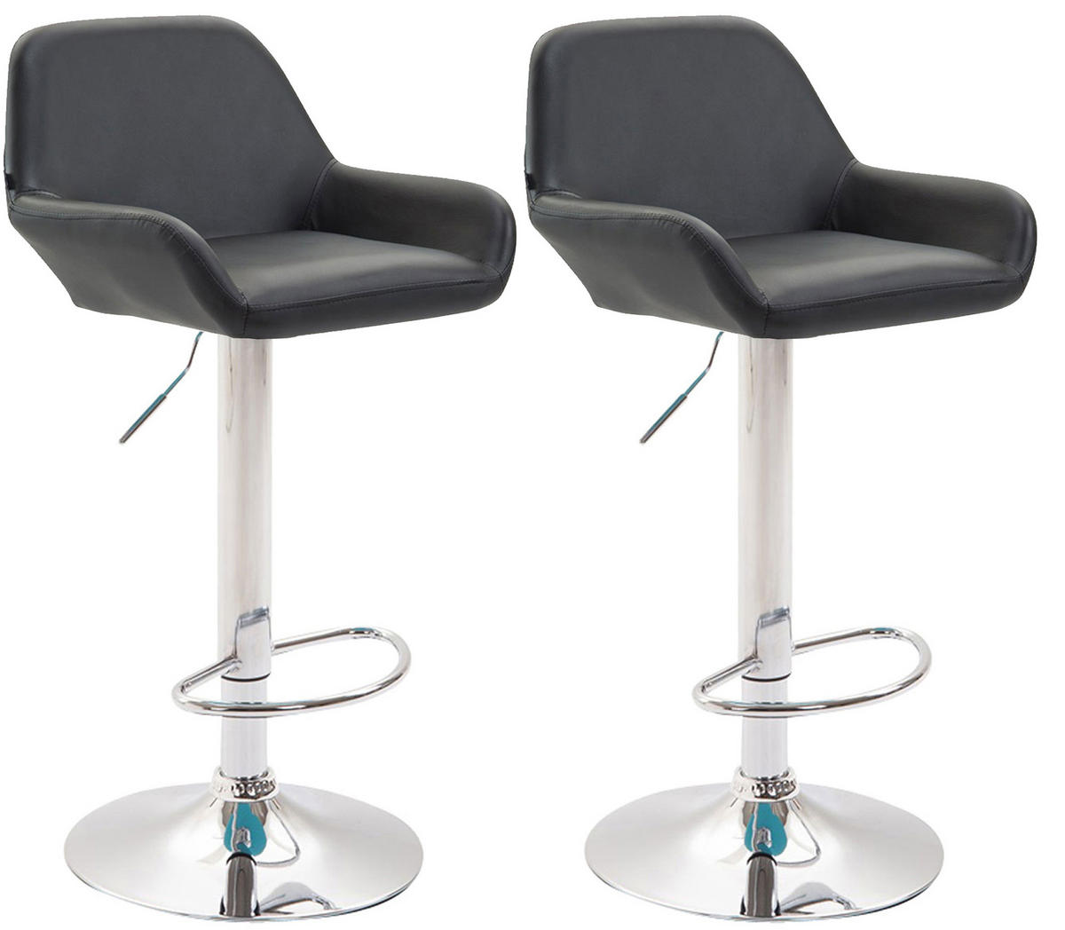 BARHOCKER 2er Set Prag Kunstleder chrom schwarz - Chromfarben/Schwarz, Kunststoff/Metall (51/109/52cm) - TPFLiving