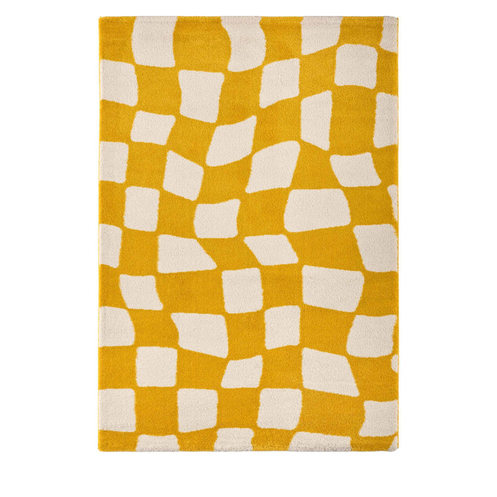 SCHACHBRETTMUSTER-TEPPICH - Retro - 120 cm x 160 cm - Gelb, Kunststoff (120/160cm) - Drawer