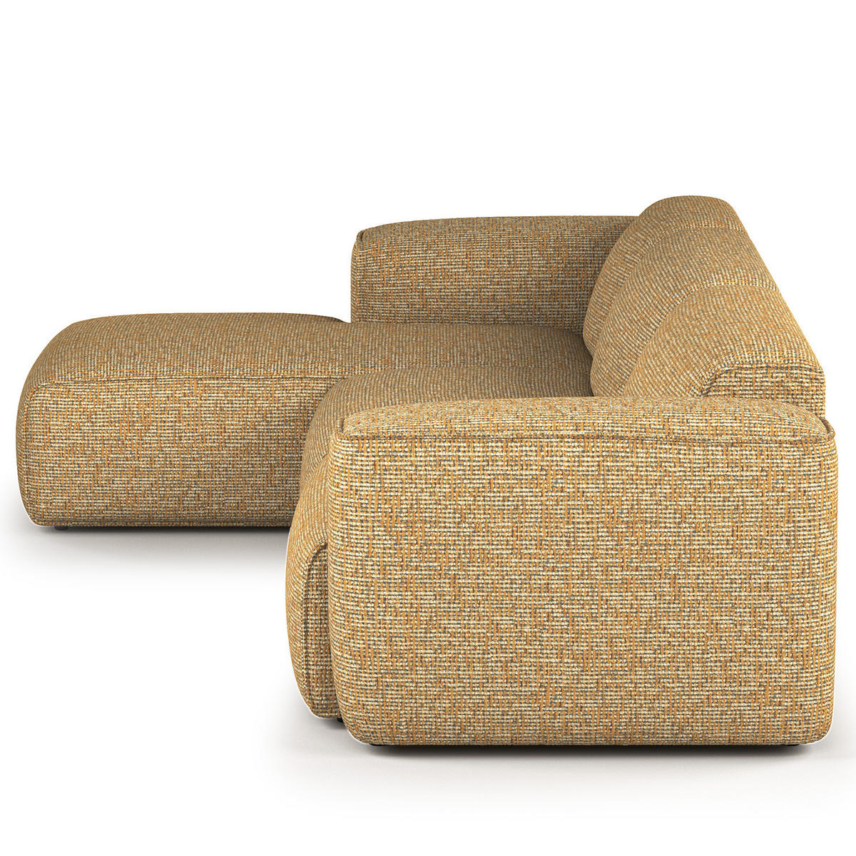 3-SITZER ECKSOFA mit Longchair - Schwarz/Honig, Kunststoff/Textil (317/173cm) - home24