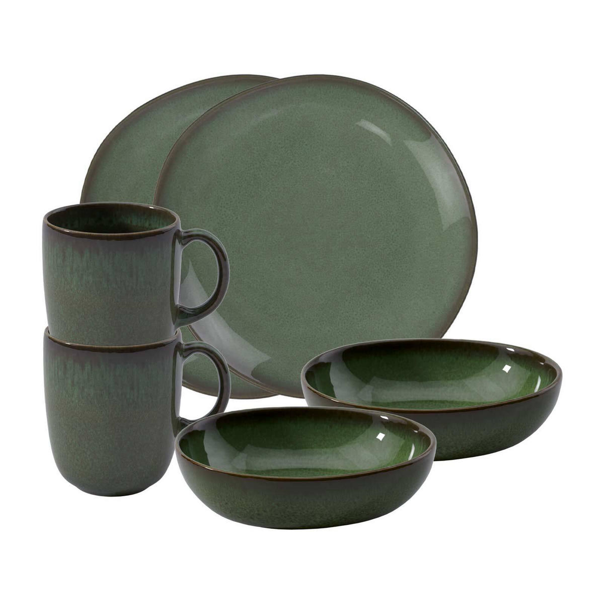 FRÜHSTÜCKS-SET Lave Vert 6er Set - Grün, Keramik (28/22/38cm) - like.Villeroy & Boch