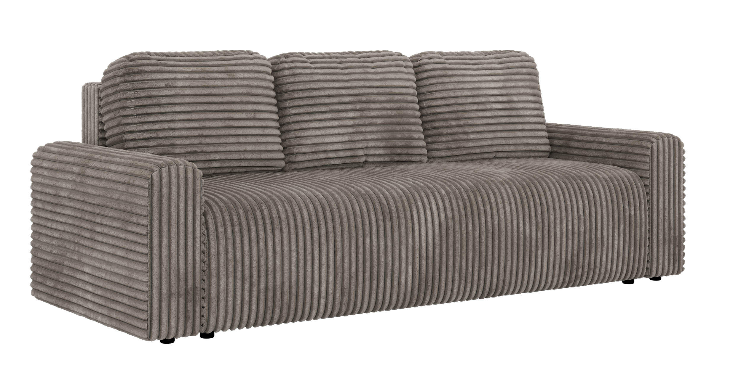 3-SITZER-SOFA NESSARO - Hellbraun Cord - Hellbraun/Schwarz, Kunststoff/Textil (243/92/90cm) - MKS