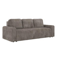 3-SITZER-SOFA NESSARO - Hellbraun Cord - Hellbraun/Schwarz, Kunststoff/Textil (243/92/90cm) - MKS