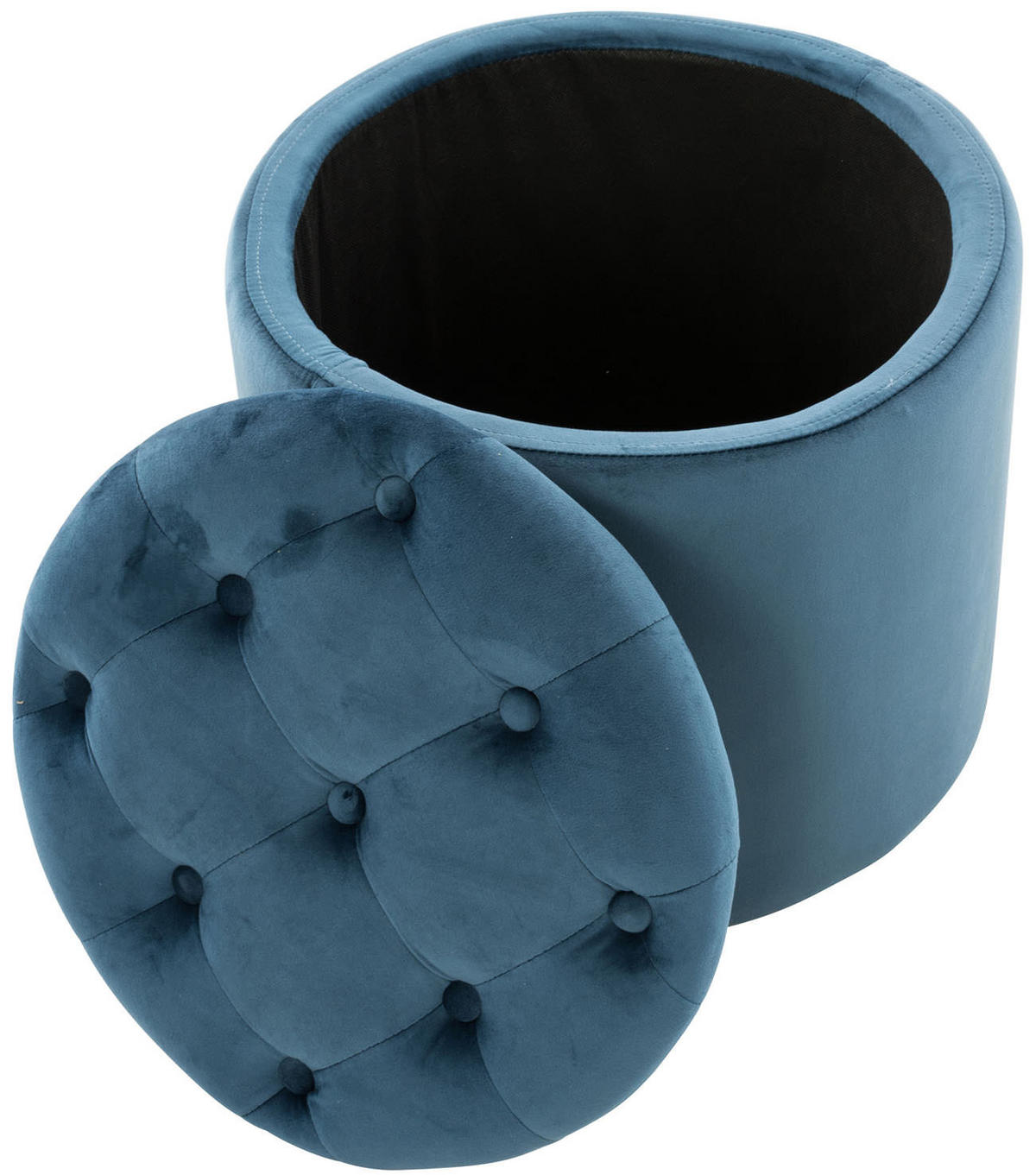 SITZWÜRFEL Samt Blau - Blau/Schwarz, Kunststoff/Textil (44/42/44cm) - CLP
