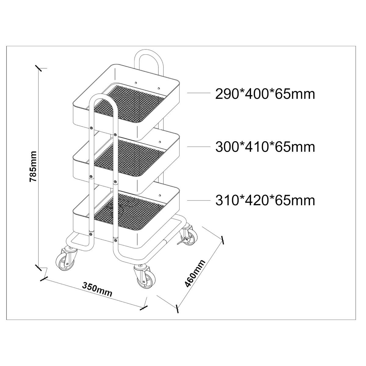 SERVIERWAGEN Pyhäntä - Weiß, Metall (46/78.5/35cm) - [en.casa]