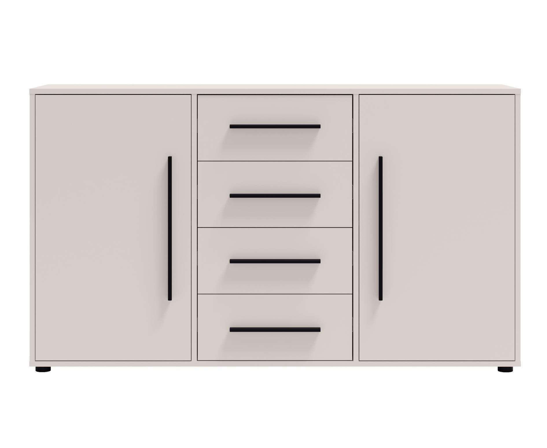 KOMMODE Maxivo Kaschmir - Kaschmir/Schwarz, Holzwerkstoff (150/87/40cm) - Bettso
