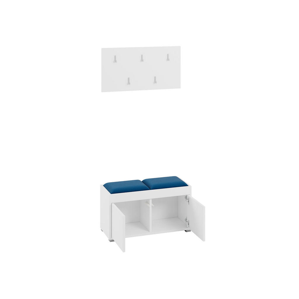 Thumbnail - Mirjan24 Garderoben-Set, Weiß, Grün, Holzwerkstoff, 2-Sitzer, Rechteckig, 84x45x35 cm, Garderobe, Garderoben-Sets & Seri...