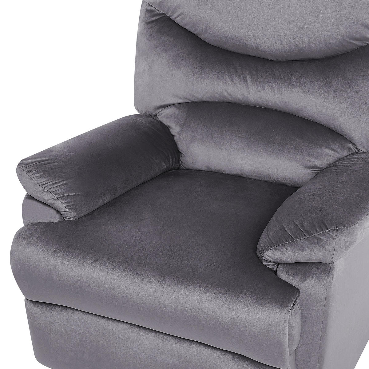 SESSEL Samtstoff grau verstellbar mit Fußstütze Eslov - Schwarz/Grau, Textil (85/103/90cm) - Beliani