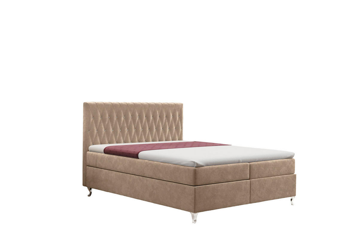 BOXBETT Mit Bettkasten Und Matratze KATE Stoff Riviera Hellbraun 120x200 cm H3-Bonell - Hellbraun, Holz/Textil (120/200cm) - Kaiser Möbel