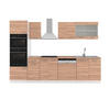 KÜCHENZEILE R-Line Sonoma/Weiß 300 cm mit Hochschrank, AP Eiche - Weiß/Sonoma Eiche, Holzwerkstoff (300/81.6/60cm) - Vicco